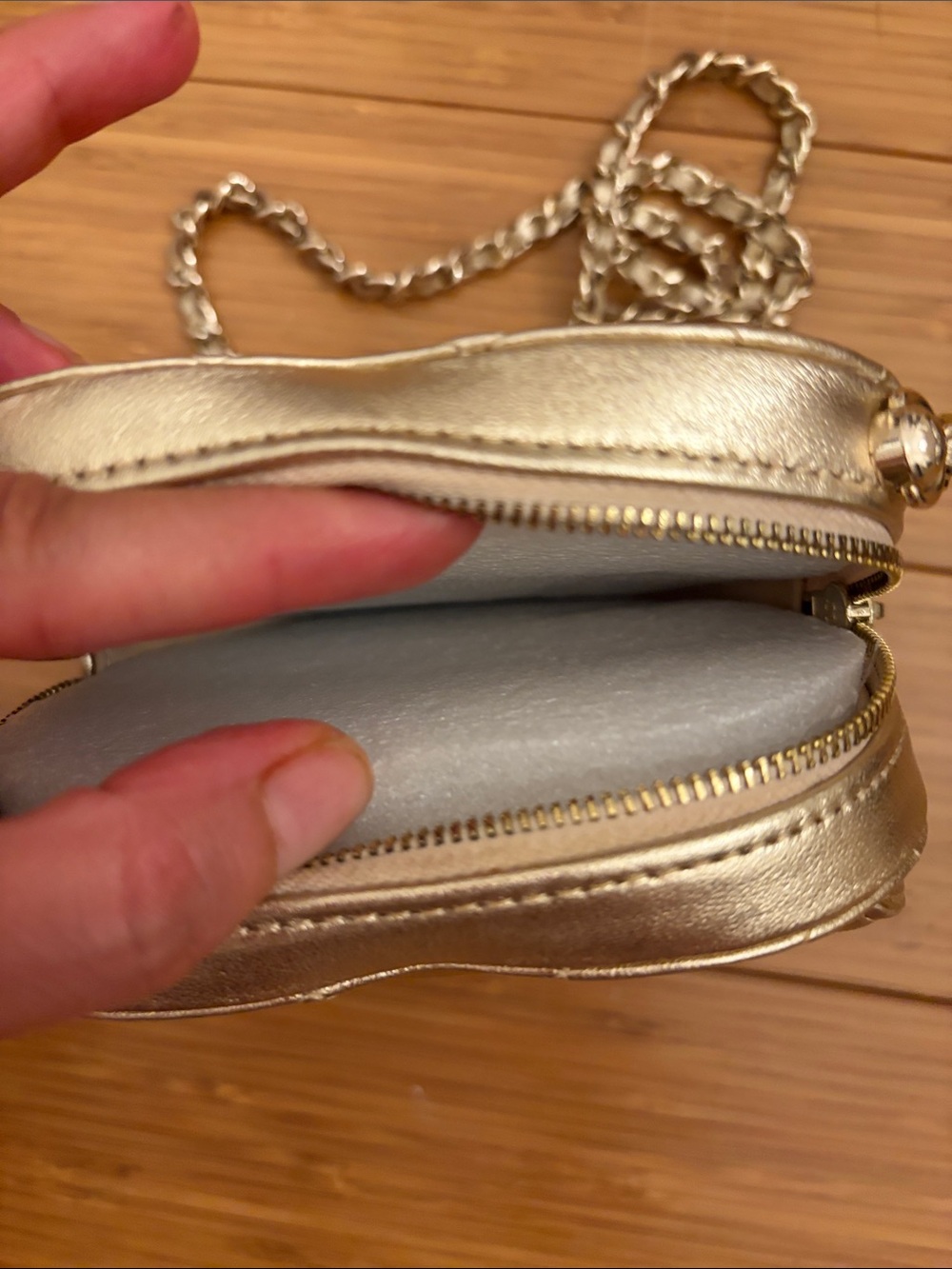 Quilted Metallic Heart Mini Crossbody Bag - Gold - Picture 8 of 8